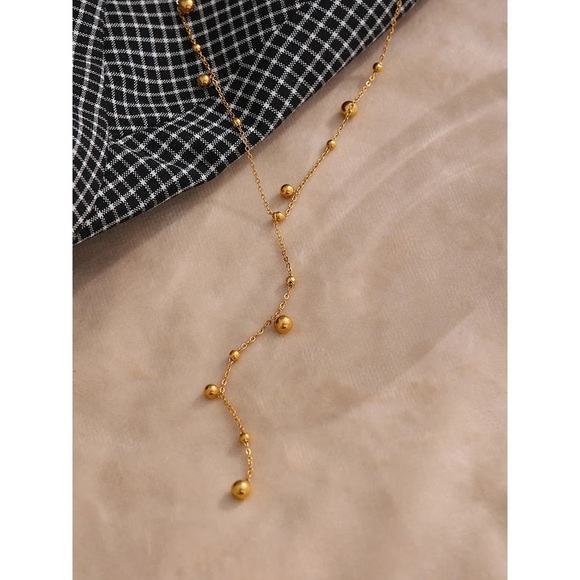 18K Gold Plated Bead Long Pendant Necklace - Picture 6 of 12